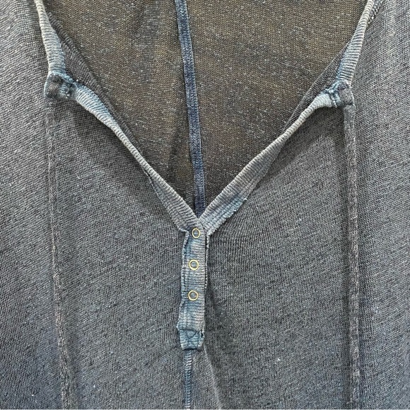 𝅺Free People Affogato Hacci Linen Blend Blouse Indigo Size S - Picture 3 of 9